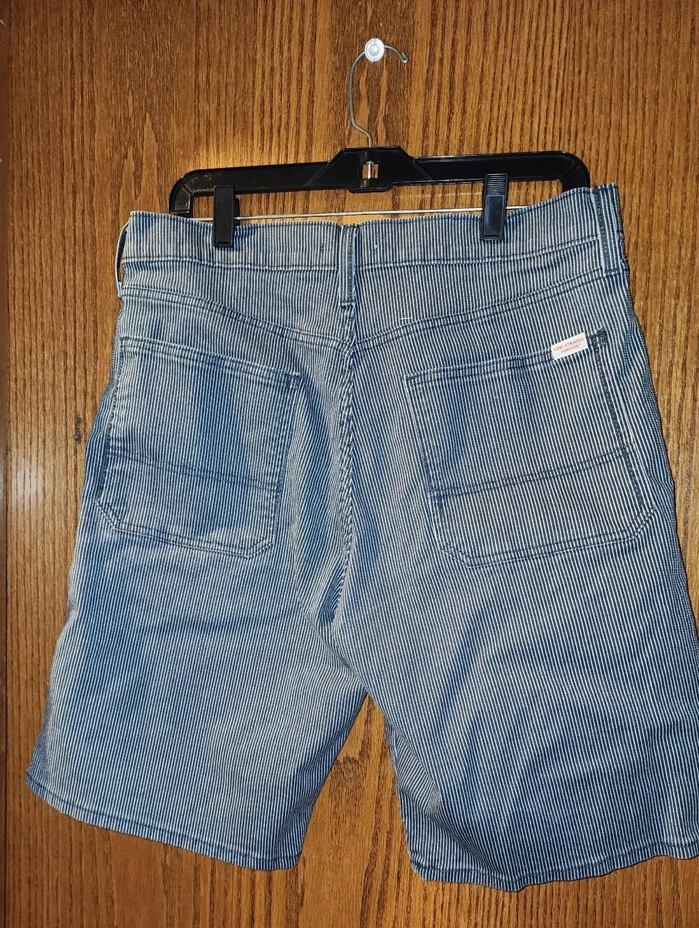 Levi's Blue and White Pinstripe Denim Shorts 32 W